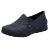 Slipper RIEKER, Damen, Gr. 41, blau (nachtblau), Lederimitat, unifarben, casual, Schuhe, Schlupfschuh, Halbschuh, Slip on mit Stretcheinsatz und Ziersteppung, Topseller