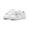 Sneaker PUMA "PUMA Smash 3.0 Badges Sneakers Mädchen", Kinder, Gr. 29, weiß (weiß safe lake rot fire blau), Obermaterial: Synthetik, Textil; Futter: Textil; Laufsohle: Gummi, Schuhe