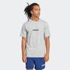 T-Shirt ADIDAS SPORTSWEAR "M LIN SJ T", Herren, Gr. S, grau (medium grau heather, schwarz), Obermaterial: 100% Baumwolle, sportlich, Rundhals, Shirts