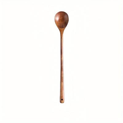 TEMU 1pc Extra-long Plus Size Wooden Stirring Spoon - Extended Handle For Effortless Cooking & Serving, Kitchen Essential Image