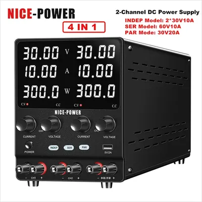 Variable Zweikanal-Netzteil, Labor, 3-Wege, 30 V, 10 A, Spannungsregler-Serie, paralleles Toggle-Netzteil für die Telefonreparatur Image