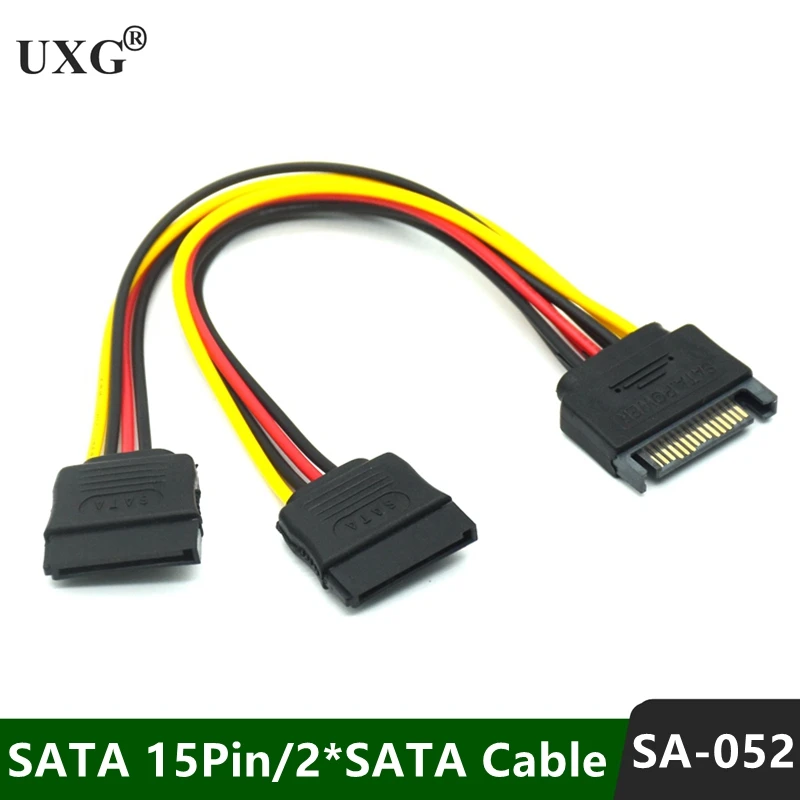 SATA II Festplatte Power 15Pin SATA Stecker Auf SATA 2 Buchse 15Pin Power HDD Splitter Hohe Qualität Y 1 zu 2 Verlängerung Kabel 20 CM Image