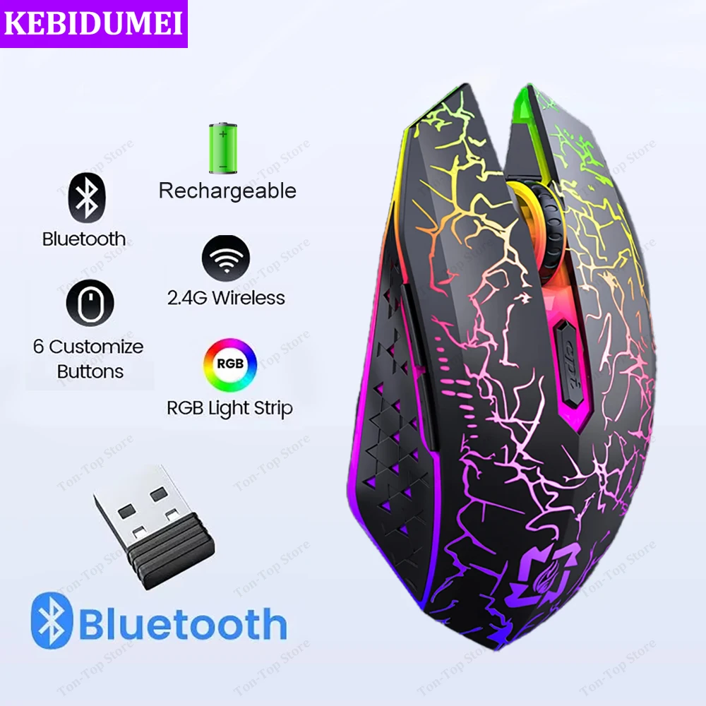 RGB Gaming Maus Bluetooth Maus 2,4G Drahtlose Maus Ergonomische 1600DPI 6 Stumm Tasten Maus Für MacBook Tablet Laptops computer