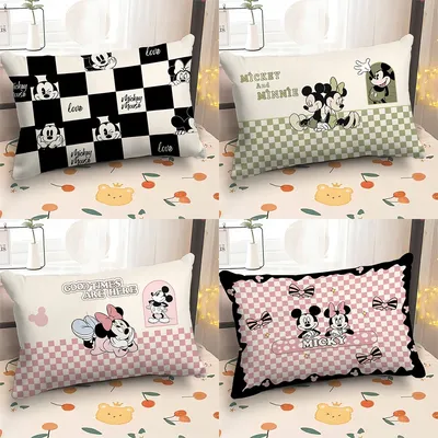 Disney Mickey Minnie Bedruckter Kissenbezug, weicher und bequemer Bettkissenbezug, Sofa-Kissenbezug, Heim- und Raumdekoration Image