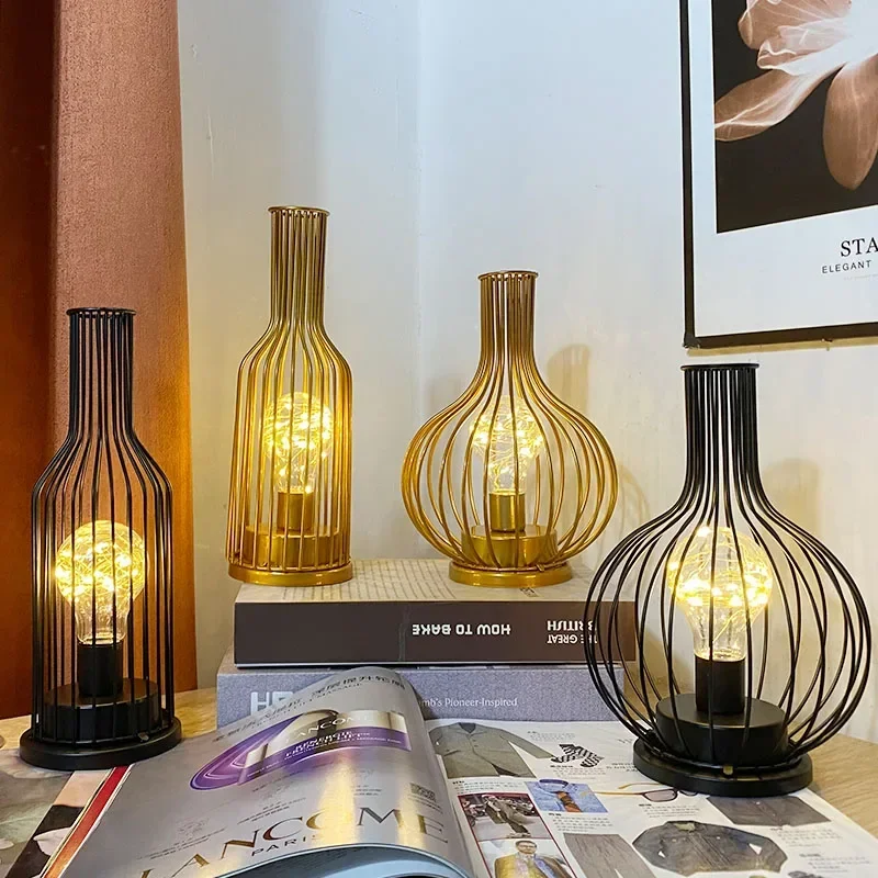 1pc kreative Nacht lampe nordischen Wind führte Eisen glas rote Flasche für Zimmer Schlafzimmer Wohnzimmer Nachttisch lampe dekorative Lichter