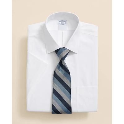 Brooks Brothers Men's Stretch Supima Cotton Non-Iron Ainsley Collar, Short-Sleeve Dress Shirt | White | Size 15½