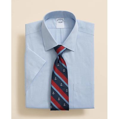 Brooks Brothers Men's Stretch Supima Cotton Non-Iron Ainsley Collar, Short-Sleeve Dress Shirt | Hydrangea | Size 17½