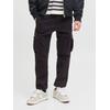 Cargohose JACK & JONES "JPSTKANE JJJONNIE CUFFED CARGO", Herren, Gr. 29, Länge 32, schwarz, Web, Obermaterial: 98% Baumwolle, 2% Elasthan, unifarben, modisch, loose fit knöchellang, Hosen