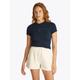 T-Shirt TOMMY JEANS "TJW SLIM TONAL LINEAR TEE EXT", Damen, Gr. S (36), blau (schwarz night navy), Single Jersey, Obermaterial: 100% Baumwolle, bedruckt, Basic, slim fit kurz, Rundhals, Kurzarm abgesteppt, Shirts, mit Logoschriftzug