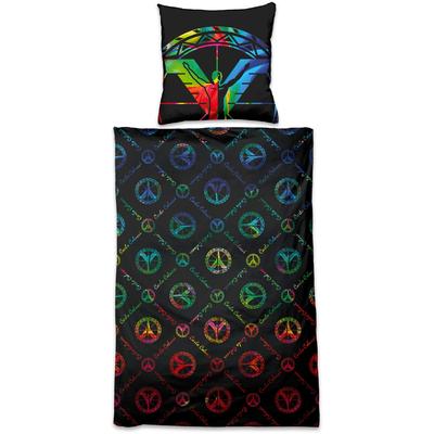 Bettwäsche CARLO COLUCCI "Rombo aus weicher Microfaser mit Logoprint", schwarz (nero), B/L: 135cm x 200cm, , Microfaser, B/L: 80cm x 80cm, Microfaser, Obermaterial: 100% Polyester, Bettwäsche, OEKO-TEX Standard 100 Image
