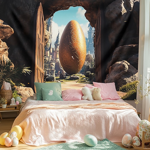 Hängender Wandteppich Trippy Eier Wandkunst großer Wandteppich Wandmalerei Dekor Fotohintergrund Decke Vorhang Heim Schlafzimmer Wohnzimmer Dekoration Image