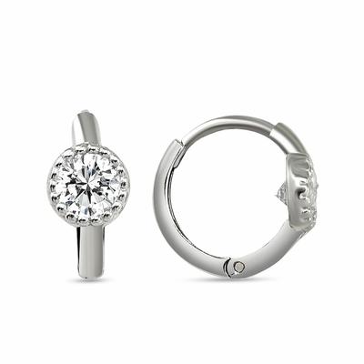 dKeniz - Ohrringe 925/- Sterling Silber Zirkonia weiß Creolen 1 ct Weiss Damen