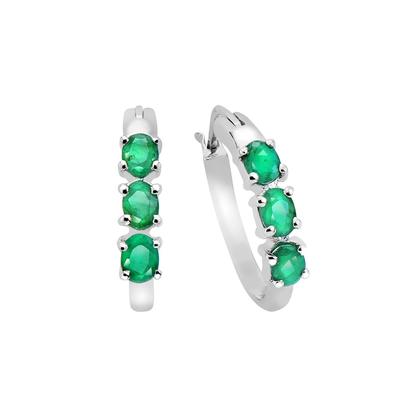 Vira Jewels - Ohrringe 925/- Sterling Silber Smaragd grün 0,84 ct. Creolen 1 ct Damen Image