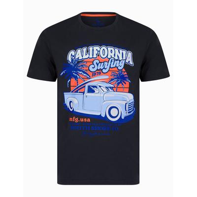 T-Shirts Derbyshire Motif Cotton Jersey T-Shirt in Sky Captain Navy - South Shore / XL - Tokyo Laundry