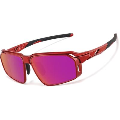 Zenni Sunglasses Red With Rose Gold Mirror Plastic Full Rim Frame