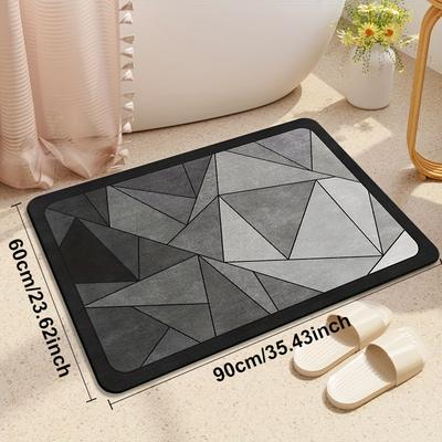 TEMU 1pc Luxury Geometric Diatomaceous Earth Bath Mat - Thick, Quick-dry & Absorbent With Non-slip Rubber Backing, Bathroom Entrance & Entryway, Machine Washable, Polyester, Bathroom Mat Image