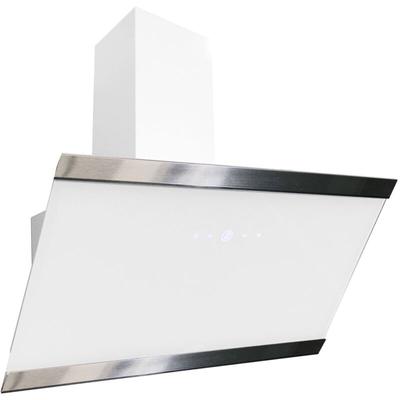 Dunstabzugshaube 90 cm kopffreie Schräghaube Glas weiß Touch Respekta