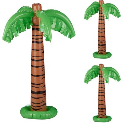 Relaxdays - aufblasbare Palme, 3er Set, Partydeko, Pool & Strand, Hawaiipalme groß, 80 cm hoch, Image