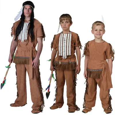 Erwachsene Kid Jungen Männer Afrikanische Original Indische Chef Dschungel Kostüm Wilden Mann Halloween Party Cosplay Karneval Kinder Image