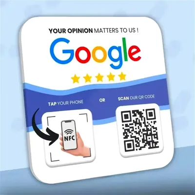 Google Review QR-Code-Zeichen Social Media Connected Plate One Tap Kontaktloses QR-Code-Zeichen NFC Image