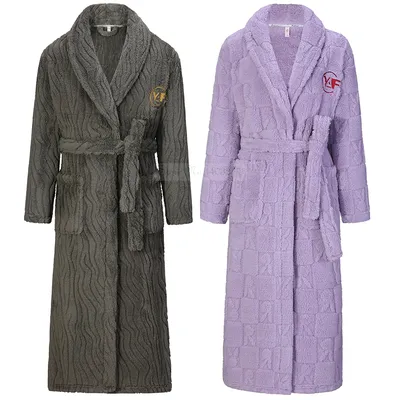 Winter Paar Flanell Lange Robe Verdickt Warme Nachtwäsche Nachtwäsche Plus Größe Lose Korallen Image