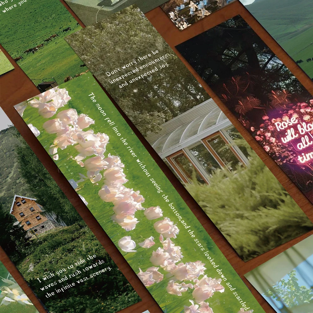 30 Stück grüne Wald-Lesezeichen zum Lesen von ätherischen Büchern, beschriftet, für Studenten, kreative Geschenke, Dekoration, Karte, DIY, ästhetische Lesezeichen Image