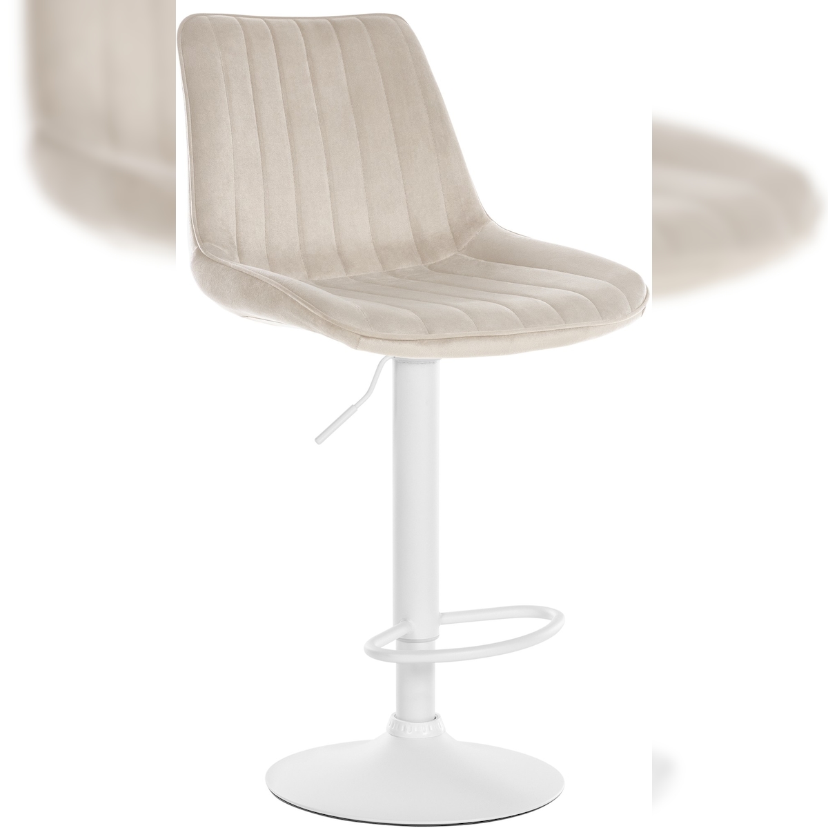 DELUKE® Barhocker RIO - Creme, Samt, Weiß | Barhocker mit Lehne Barstuhl Tresenhocker Tresenstuhl Kneipenhocker Kneipenstuhl Image