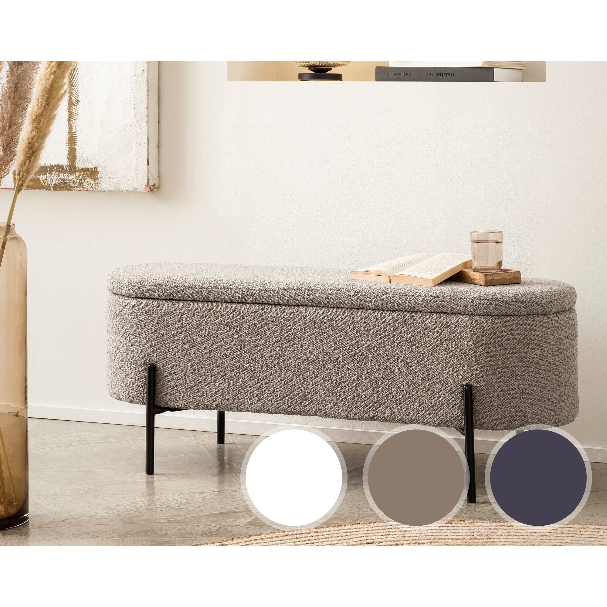 SalesFever »Oscar« Bettbank Bouclé Anthrazit