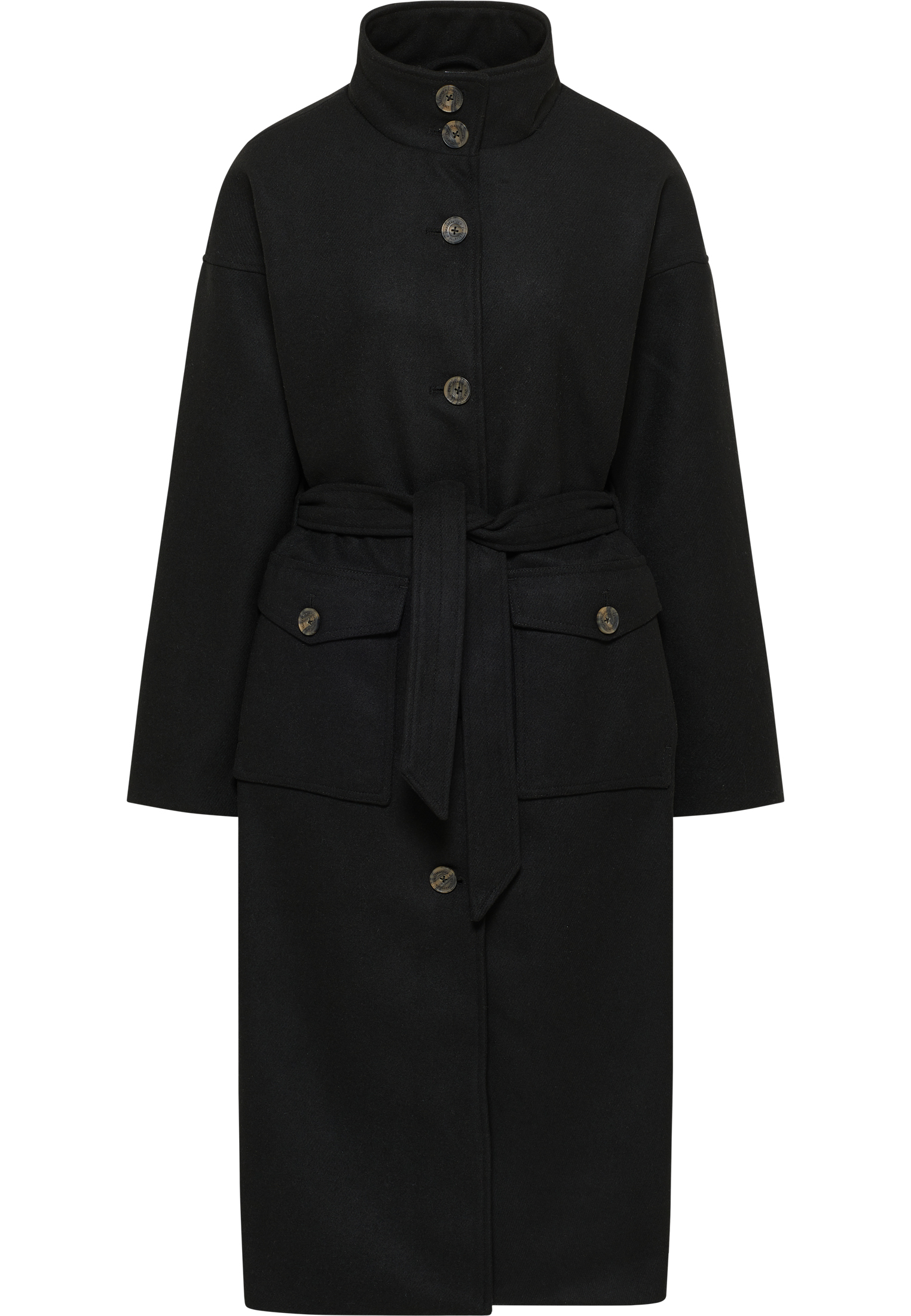 Dreimaster Übergangsmantel aus Wollgemisch Damen Schwarz