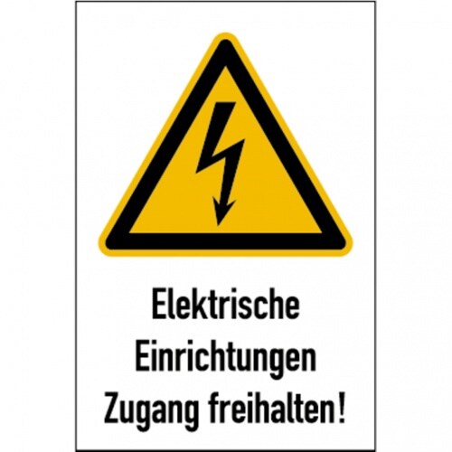 König Werbeanlagen Dreifke® Kombi-Warnschild, Elektrische Einrichtungen, W012 - 200x300 mm Folie selbstklebend Image