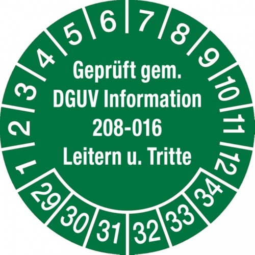 König Werbeanlagen Dreifke® Prüfplakette ab 29 geprüft gem. DGUV Information 208-01 - 30 mm Folie selbstklebend Image