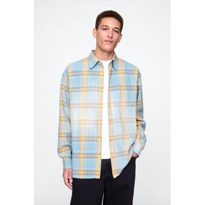 Gap Mens Blue & Yellow Check Cotton Twill Oversized Shirt - Blue & Yellow Check
