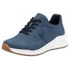 Sneaker RIEKER, Damen, Gr. 38, blau (jeansblau), Lederimitat, unifarben, sportlich, Schuhe Sneaker, mit MemoSoft-Innensohle, Freizeitschuh, Halbschuh, Schnürschuh