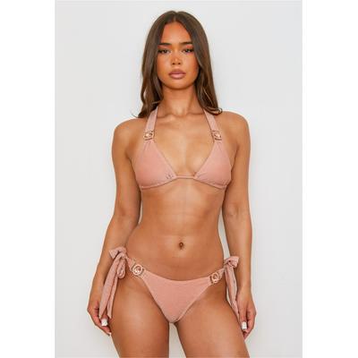 Bikini-Hose MODA MINX "Lumiere Amour", Damen, Gr. M, US-Größen, rosa (altrosa), 85% Polyester, 8% Elasthan, 7% Metall, unifarben, Badehosen, mit seitlicher Bindung und Steinbesatz Image