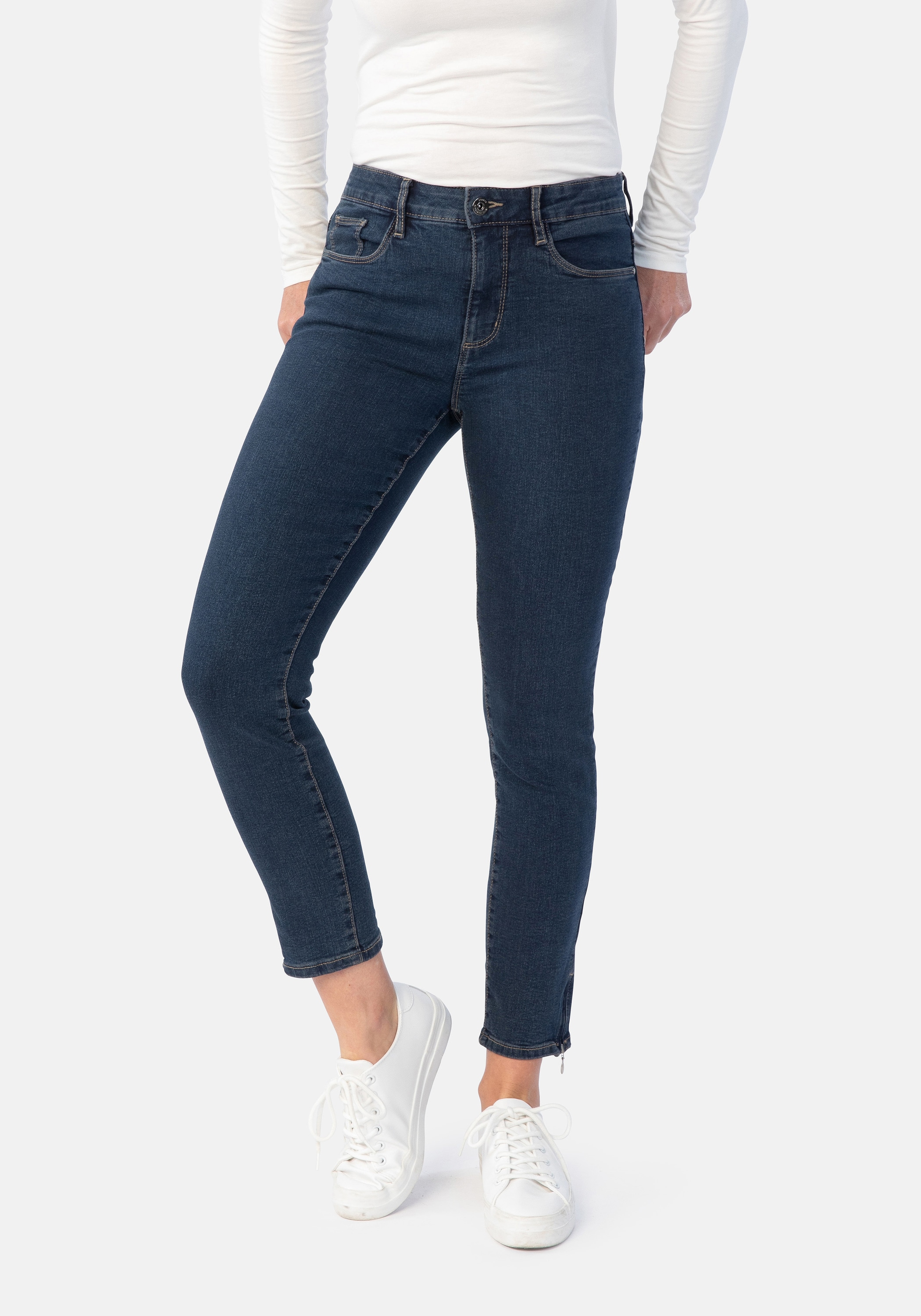 5-Pocket-Jeans STOOKER WOMEN "Florenz Denim Slim Fit Jeans", Damen, Gr. 40, Länge 32, blau (blau schwarz), Denim/Jeans, 78% Baumwolle, 20% Polyester, 2% Elasthan, slim fit lang, Jeans 5-Pocket-Jeans, Slim Fit Casual Clean Wash Denim Jeans für Damen