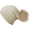 Beanie CAPELLI NEW YORK, Damen, weiß (ivory melange), Feinstrick, Materialmix, meliert, modisch, Mützen, mit Metall-Logo an der Krempe
