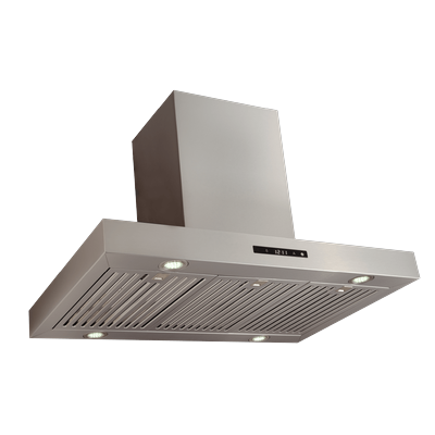 Modern Slim Island Range Hood, 550 CFM 36-inch, Stainless Steel | Elite Dream Home newest 2025 Designs | PLSI 755F / 36 inches wide