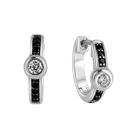 Celesta - Ohrring 925/- Sterling Silber Zirkonia schwarz Creolen 1 ct Weiss Damen