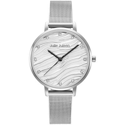 Julie Julsen Damenuhr Zirkonia Edelstahl Quarzwerk silber Weiss Damen Image