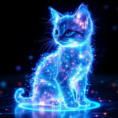 TEMU [1pc Glowing Kitten 5d Diamond Painting Kit] Jozysh Glowing Kitten 5d Diamond Painting Kit, Diy Round & Square Acrylic Diamonds Art, Animal Theme Home Office Wall Decor Gift, 30x30cm/40x40cm Image