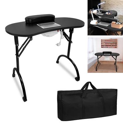 TEMU Manicure Table Nail Table With Castors Dust Bag And Carrying Case, Folding Manicure Table For Nail Image