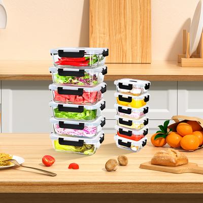 TEMU Set Of 24 Glass Storage Jars With Lids - Glass Containers With Lids - Glass Bowls - Glass Storage Jars - Glass Storage Jars (12 X 1040ml + 12 X 370ml) In Black Image