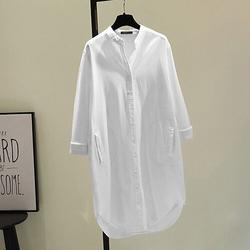 Femmes Robe Longue Maxi Robe Robes inspirées du lin Robe Chemise Robe Décontractée Robe en coton et lin Élégant Occasionnel Vacances Quotidien Date Coupe régulière Uni manche longue Col montant