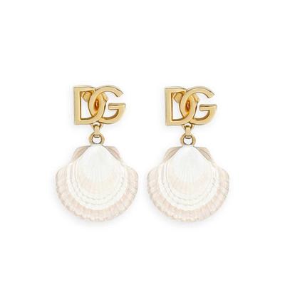 Earrings With Shell-Shaped Pendant - Metallic - Dolce & Gabbana Earrings