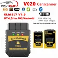 V020 Bluetooth 4.0 OBD2 lettore di codici per strumenti diagnostici di guasto per auto per IOS Android PC OBD II Scanner leggi e cancella i codici di errore