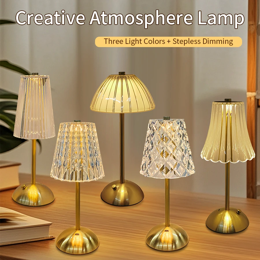 Touch Sensor wiederaufladbare LED Nachtlicht Kristall LED Tischlampe 3 Farben dimmbare Atmosphäre Lampe für Hotel Bar Schlafzimmer Dekor