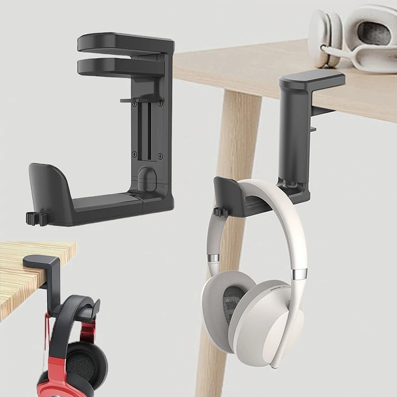 Kopfhörerständer unter dem Schreibtisch 360° ° Rotierende Clip-on unterstützt Kopfhörer Display Rack Gaming Headset Aufhänger Haken Organizer (kein Locher) Image