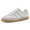Plateausneaker TAMARIS, Damen, Gr. 36, weiß (weiß kombiniert), Leder, Lederimitat, unifarben mit Farbeinsatz, sportlich, Schuhe, Freizeitschuh, Halbschuh, Schnürschuh mit gepolstertem Schaftrand