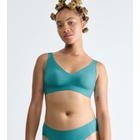Bügelloser BH SLOGGI "NEU: ZERO Feel 2.0 Soft bra", Damen, Gr. S, N-Gr, blau (quiet turquoise), Single Jersey, Obermaterial: 76% Polyamid, 24% Elasthan, modisch, BHs, nahtlos und unsichtbar
