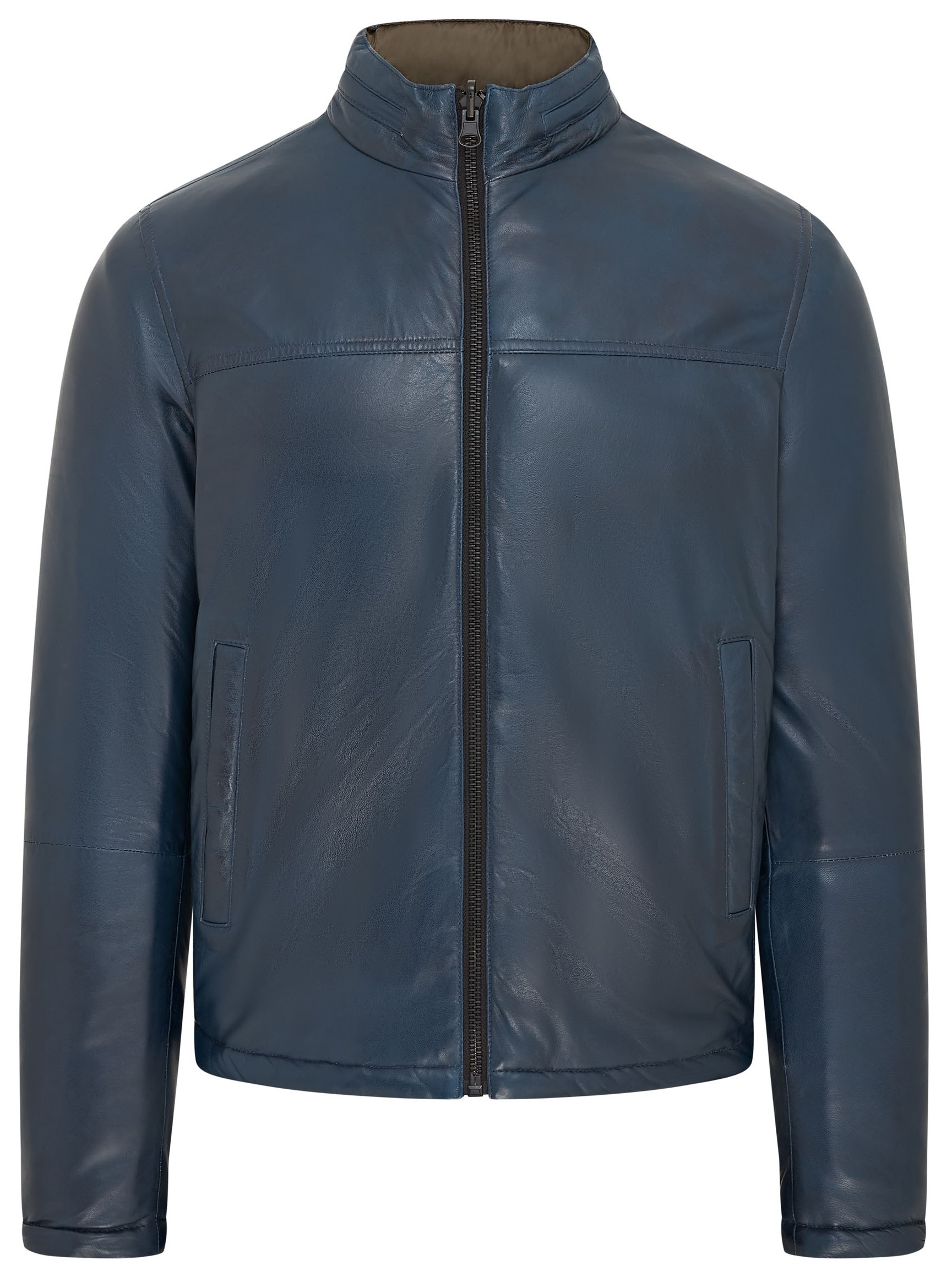 Blaue Wende-Bomber-Lederjacke für Herren – Raufoss Image